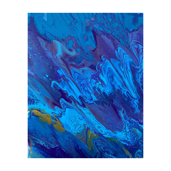 Abstract Blue Painting on canvas