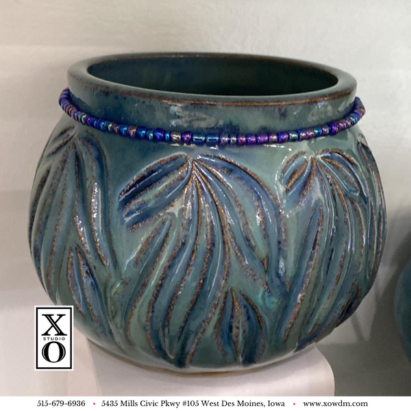 Blue Beaded Ceramic Bowl