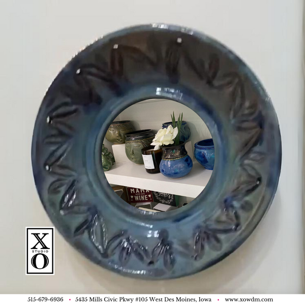 Blue Ceramic Frame Mirror