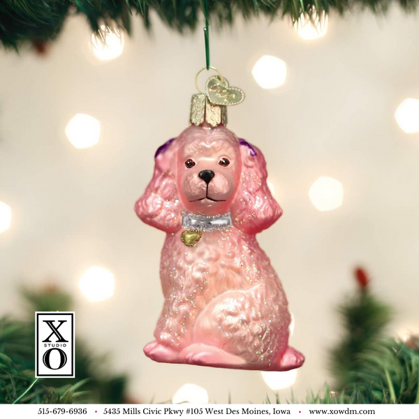 Poodle Glass Blown Christmas Decoration Ornaments