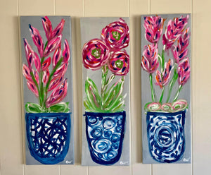 Abstract Flowers Triptych: Creations by Erin Wenham