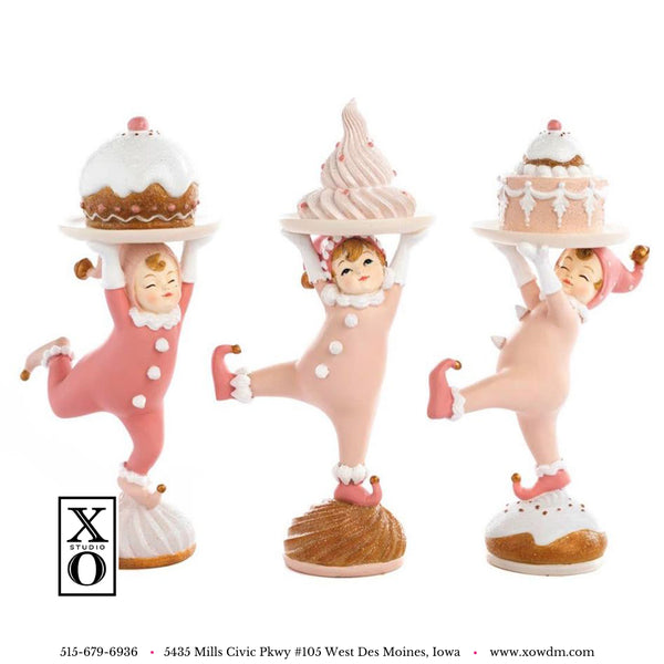 Candy Pixie With Cake Tray Two-tone Pink 21.5cm, Set Of 3