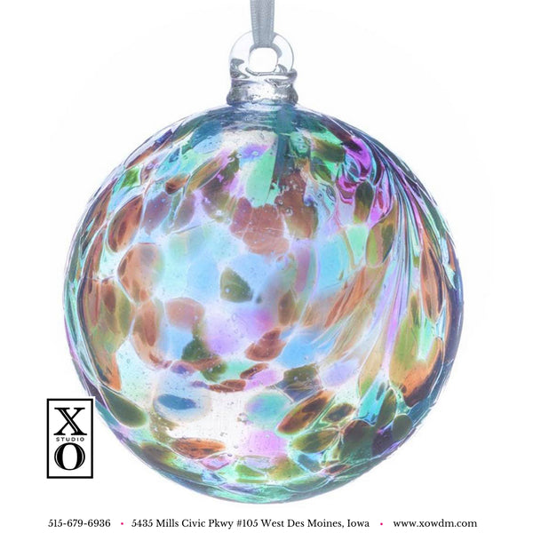 Glass Christmas Ball Feather design