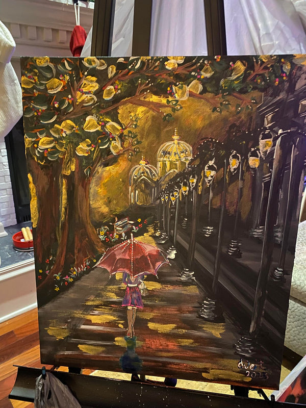"Des Moines Stroll" acrylic painting