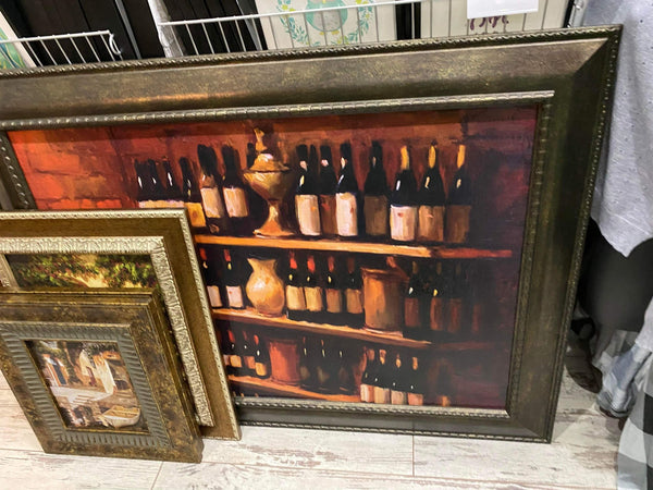 Wine painting framed