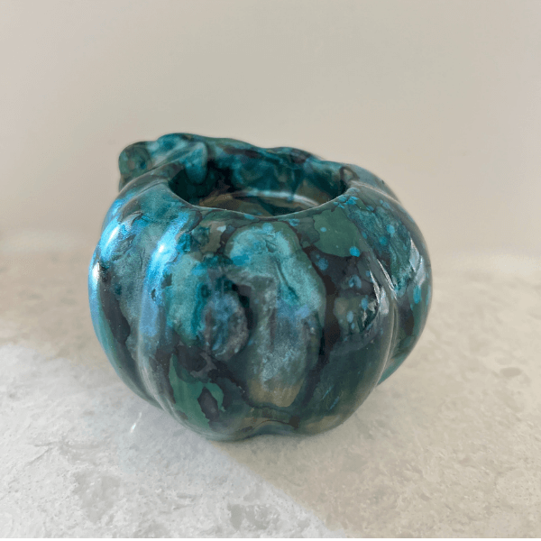 Turquoise Metallic Ceramic Votive Candle Holder