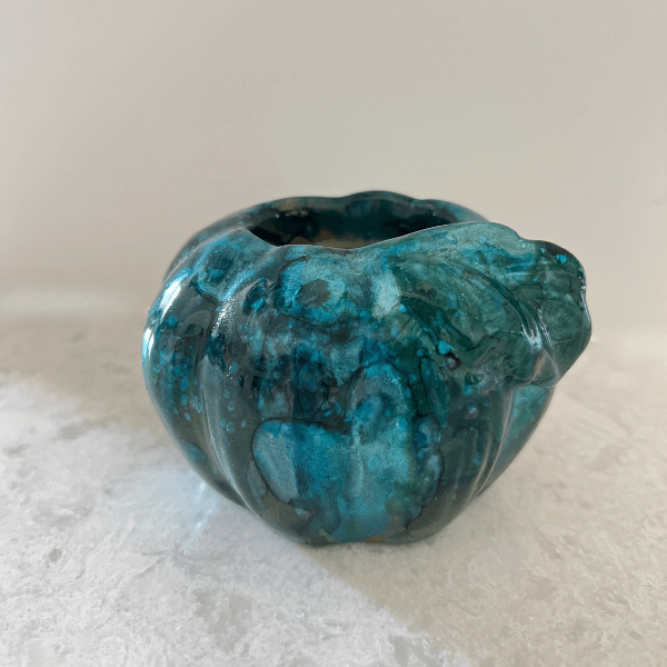 Turquoise Metallic Ceramic Votive Candle Holder