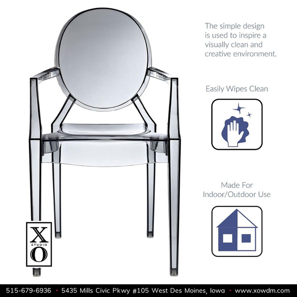 Acrylic Stacking Kitchen and Dining Room Arm Chair in Clear - Fully Assembled #ACO