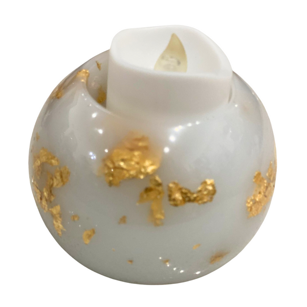 Celestial Radiance - Gold Touched Epoxy Candle Holder Sphere
