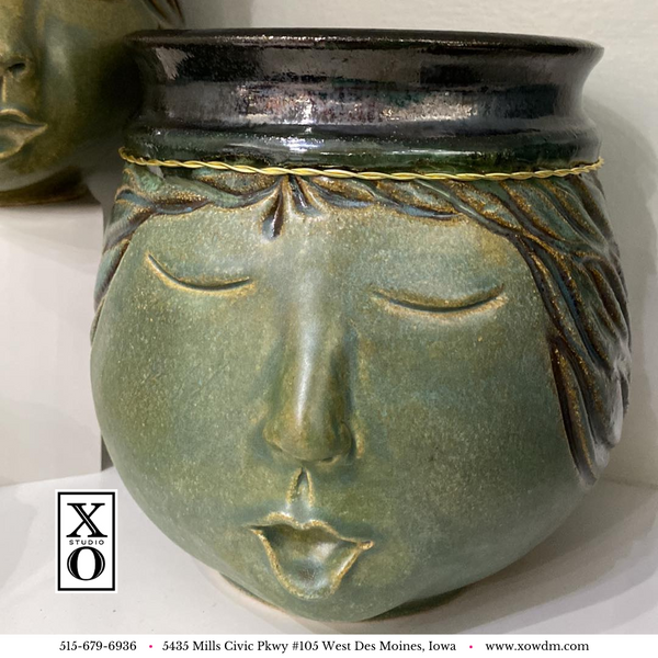 Large Face Ceramic Pot