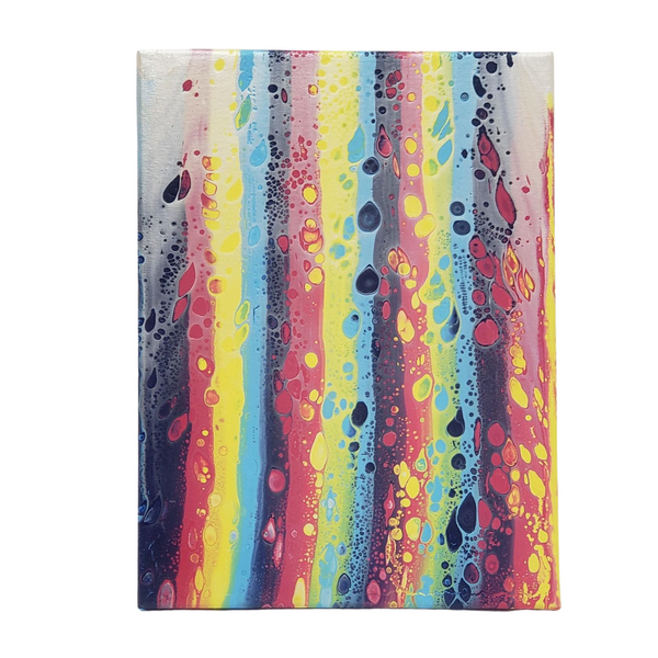 "Rainbow Reverie" Abstract drip artwork by Cheryl