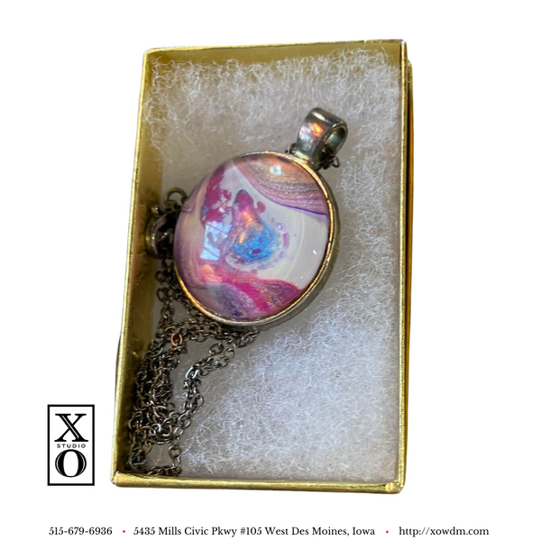 Epoxy Artistry Necklace with Pendant
