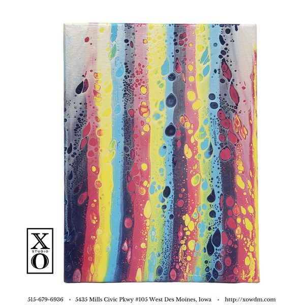 "Rainbow Reverie" Abstract drip artwork by Cheryl