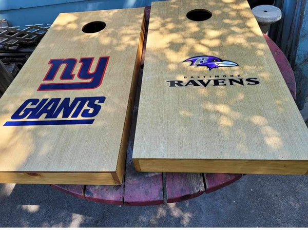 Custom made corn hole game (unlicensed logos not allowed) - Handmade by craftsmen Papa Chuck’s Workshop