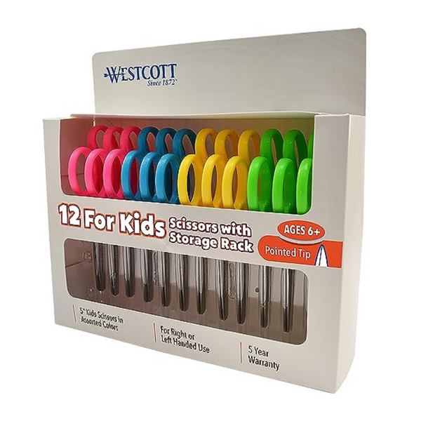 Westcott Kids' Scissors 12-Pack - Designed for Ages 6 and Up