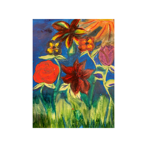 Mixed media flowers painting
