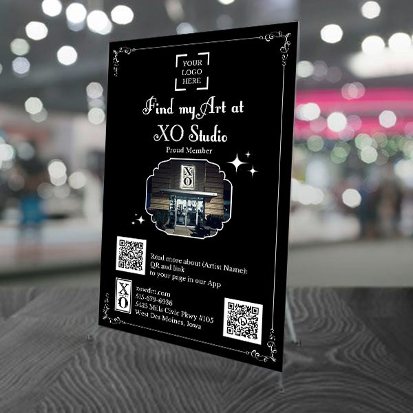 Find My Art at XO Studio - FREE Table Sign