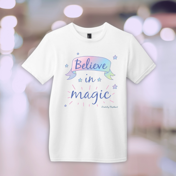 STRETCHY ELEPHANT "BELIEVE IN MAGIC" District Youth Very Important Tee