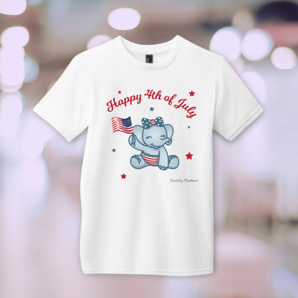 STRETCHY ELEPHANT "HAPPY 4TH OF JULY" District Youth Very Important Tee
