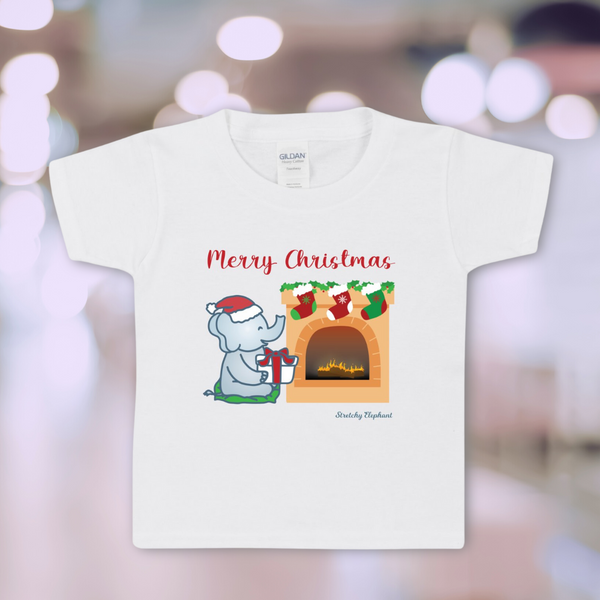 STRETCHY ELEPHANT "MERRY CHRISTMAS" Gildan Heavy Cotton Toddler T-Shirt