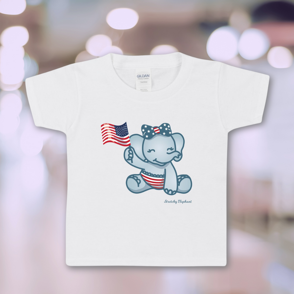 Baby Stretchy Elephant Fourth of July 2 Gildan Heavy Cotton Toddler T-Shirt