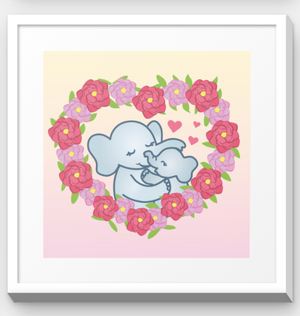 Stretchy Elephant Framed Art "Flower Wreath" - Little Lady Agency
