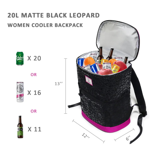 20 Liter Swig Sip Insulated Cooler Backpack - Matte Black Leopard #SWIGS