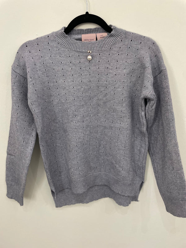 Grey Diamond Pearl Accent Sweater