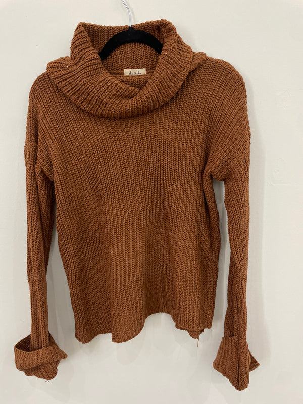Dark Brown Mock Neck Sweater