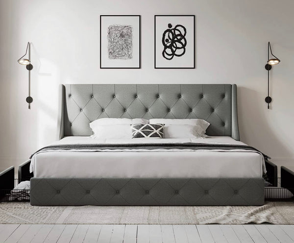 Bed Frame Tufted Bedroom Furniture