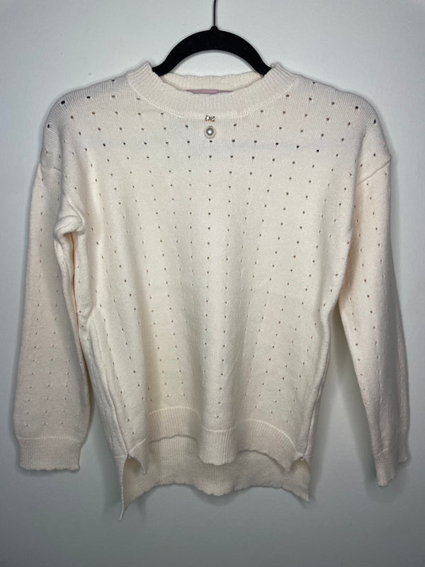 Cream Diamond Pearl Accent Sweater