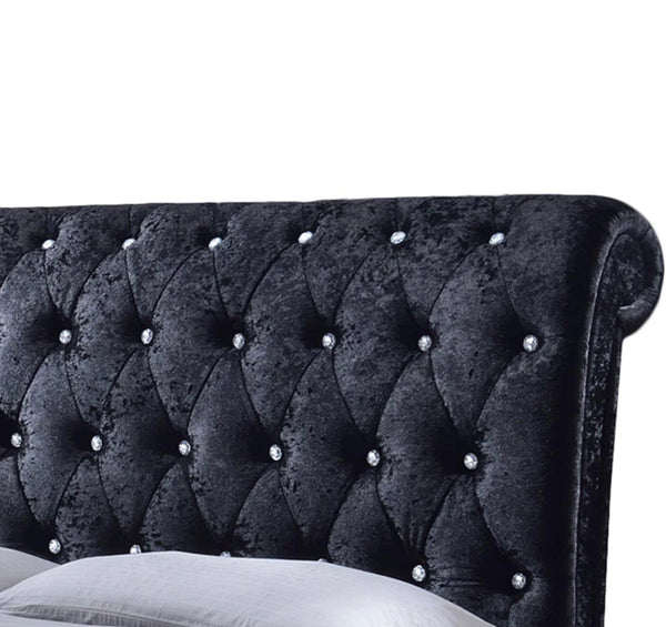 Platform sleigh bed tufted bedroom furniture in black king/queen