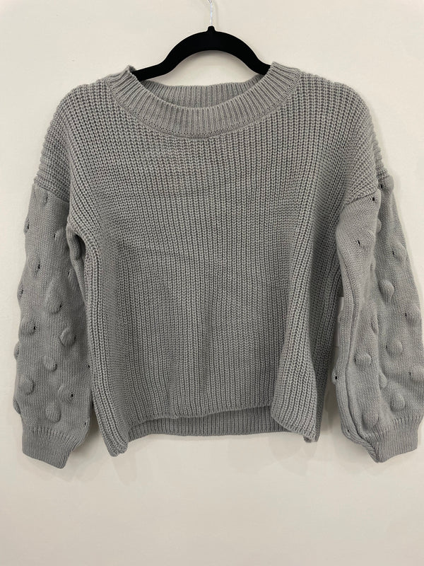 Gray Bubble Dot Sleeve Sweater