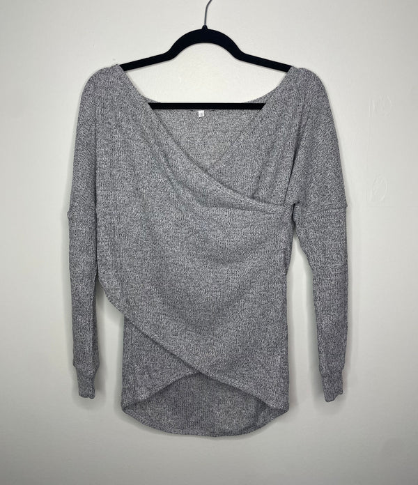 Gray Chriss Cross Sleeve Sweater