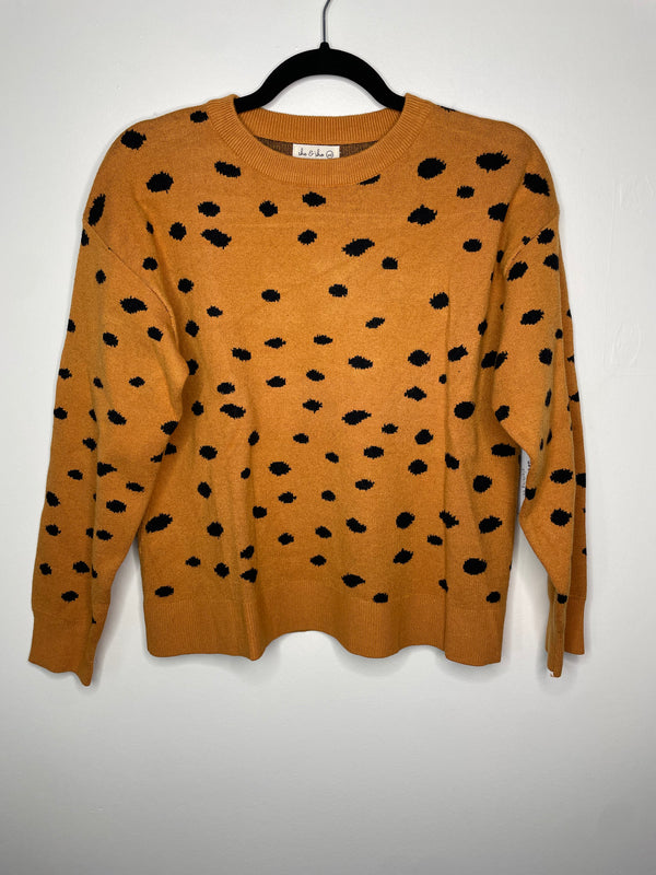 Light Brown Black Polka Dot Sweater