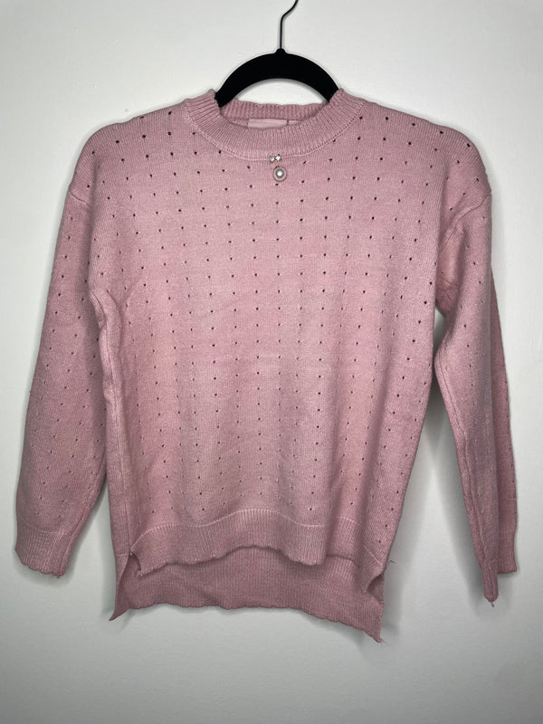 Pink Diamond Pearl Accent Sweater