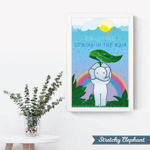Stretchy Elephant Framed Art "Spring In The Rain" - Little Lady Agency