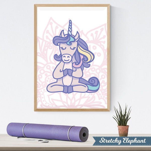 Stretchy Elephant Framed Art "Meditating Unicorn" - Little Lady Agency