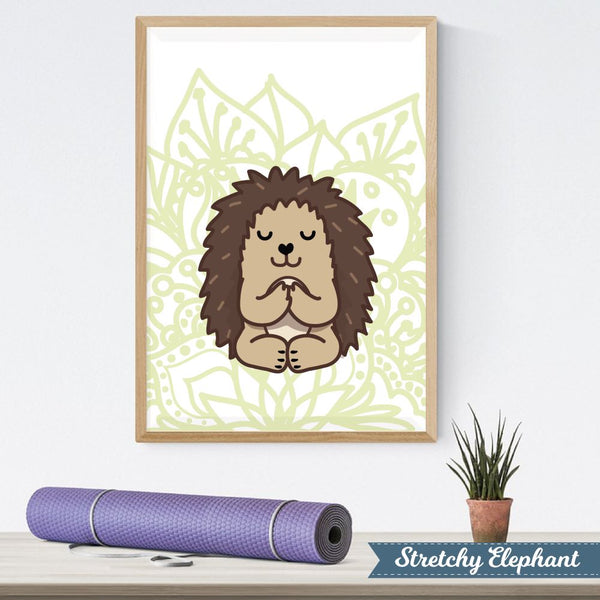 Stretchy Elephant Framed Art "Meditating Hedgehog" - Little Lady Agency